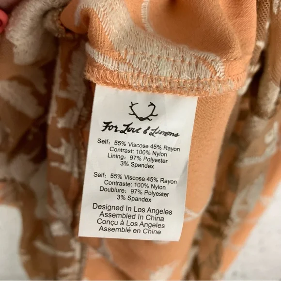 For Love & Lemons Mia Maxi Peach Lace Dress Floral Embroidered Sheer Panel XS - Picture 14 of 15